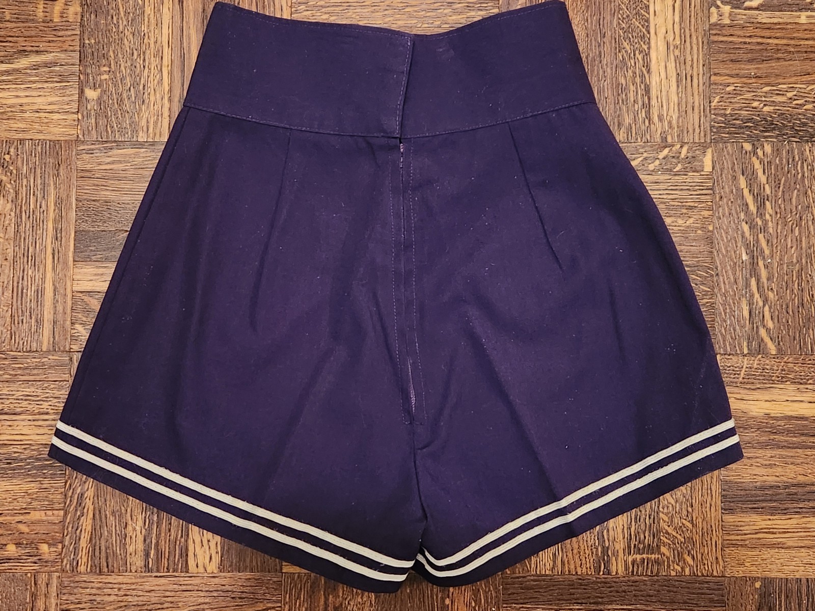 Vintage 1970s Purple & White Sailor Top and Shorts Professionally Handmade XS-S