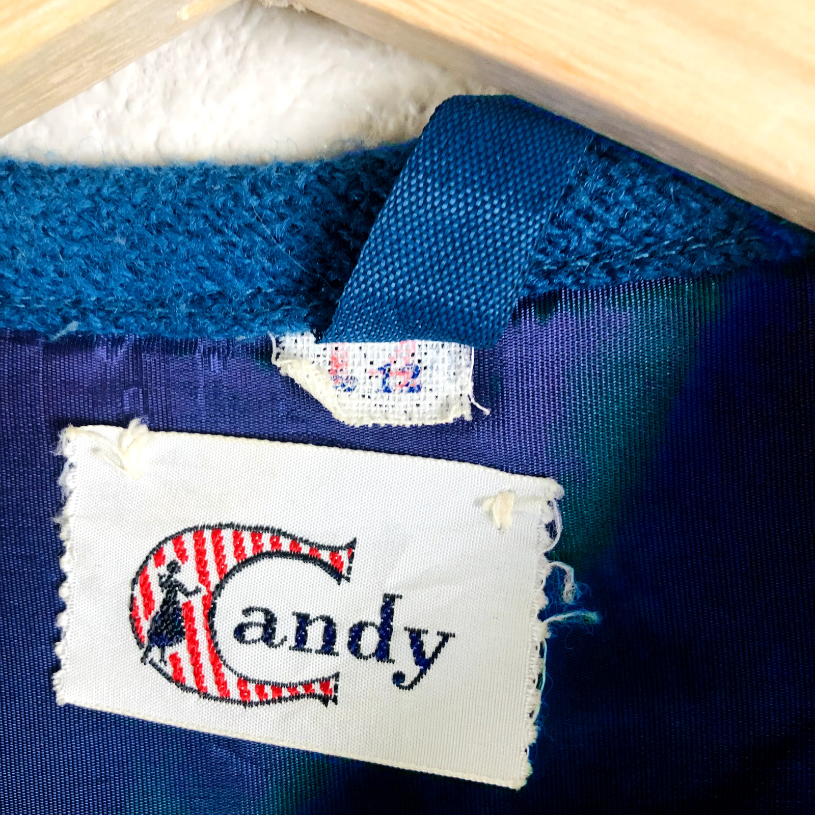 Vintage Candy Blazer Jacket Womens 12 Blue Open Cropped Career Workwear Casual