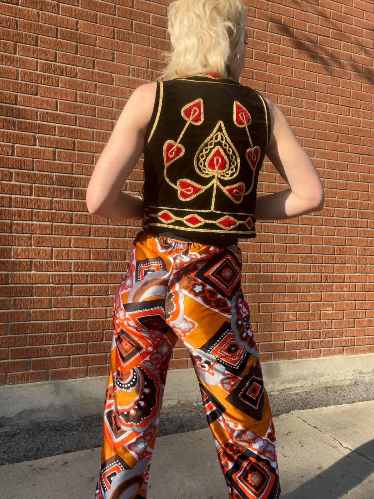 MOD SCROLLWORK Vintage 1960s Psychedelic Printed Pants with Satin Finish