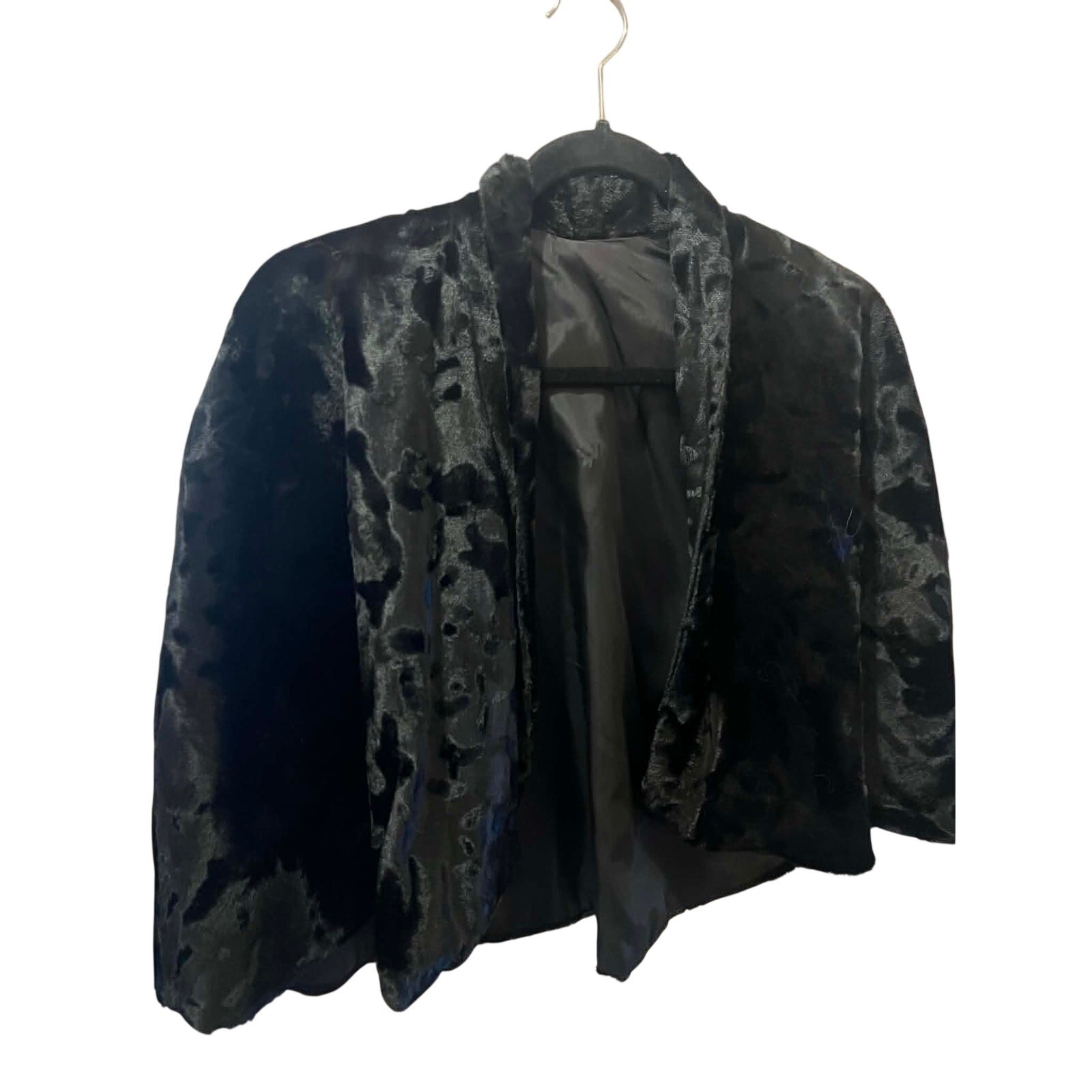 Black Faux Fur Shrug Jacket Classic Hollywood Elegance