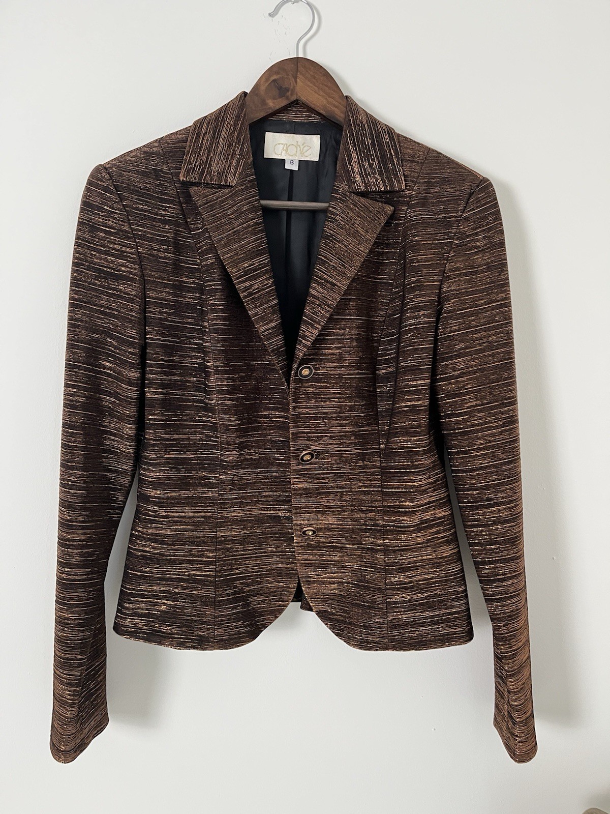 VTG Cache Copper Gold Blazer Skirt Jewel Buttons