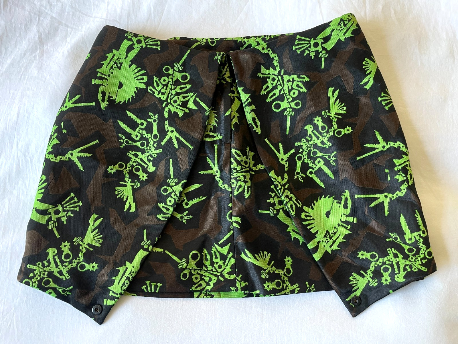 NWOT Kenzo Jacquard Structured Lime Camo Print Mini Skirt Size S | M Sportif Y2K