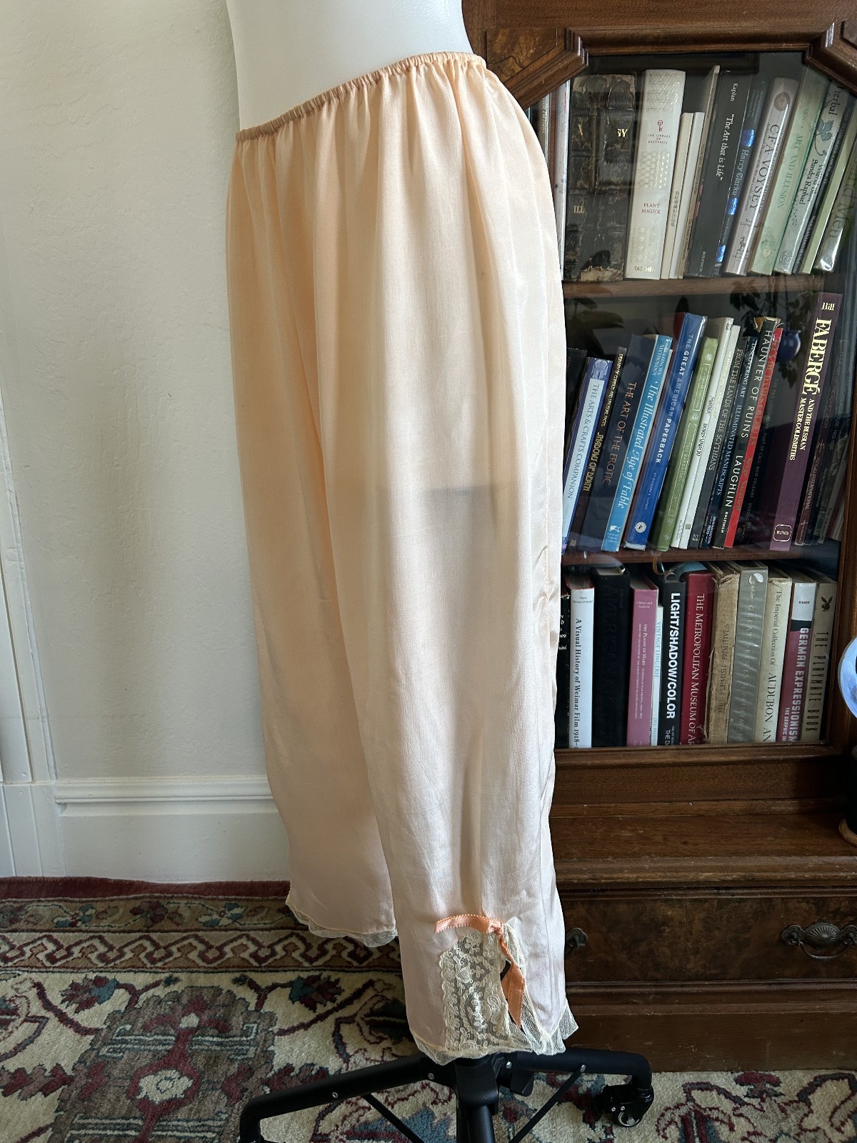 Vintage 1920s Blush Pink Bloomers Lace Trim Ribbon Antique Lingerie Rare S M 28
