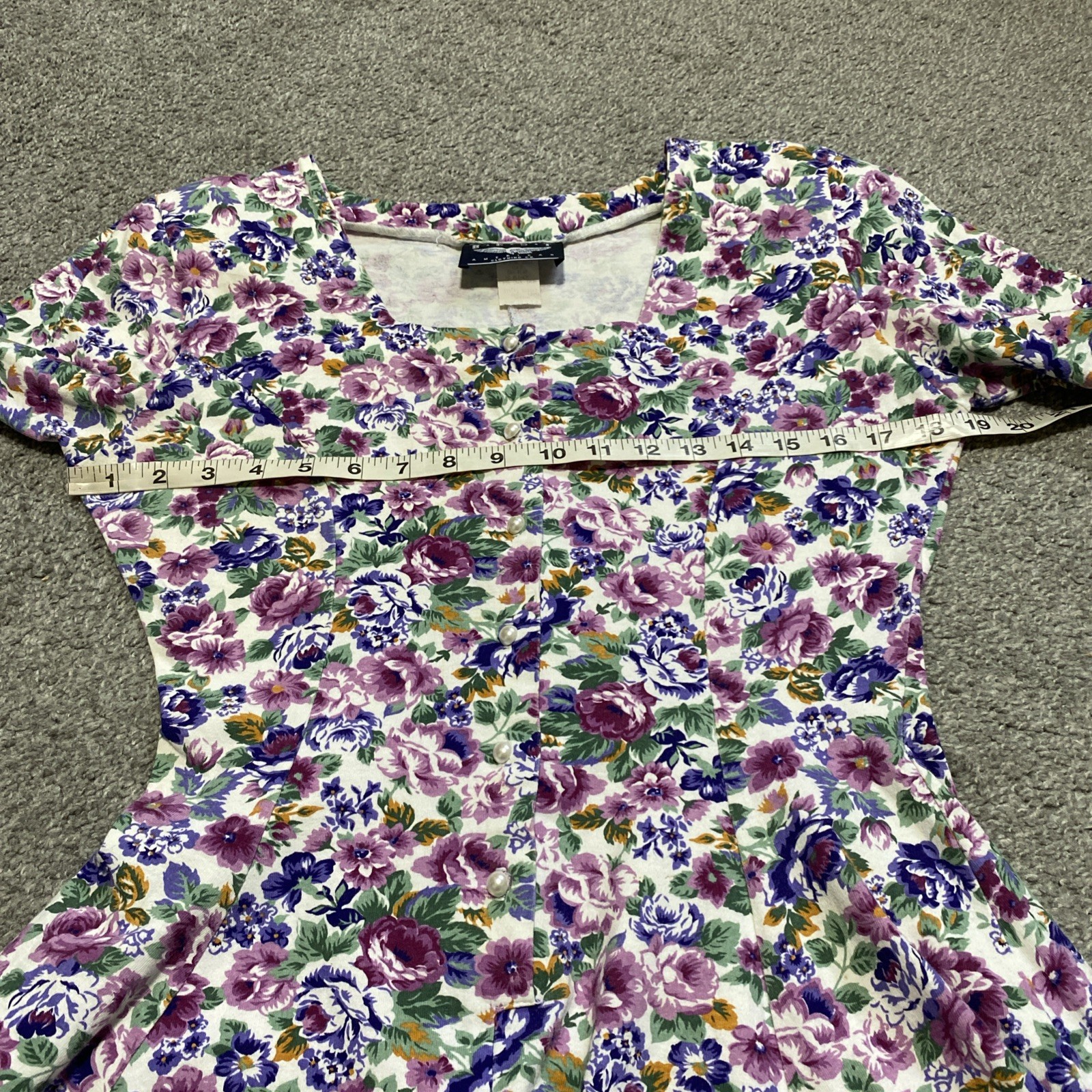 Vtg 80s Spring Floral Button Up Romper M Cotton Best American Clothing *Read*