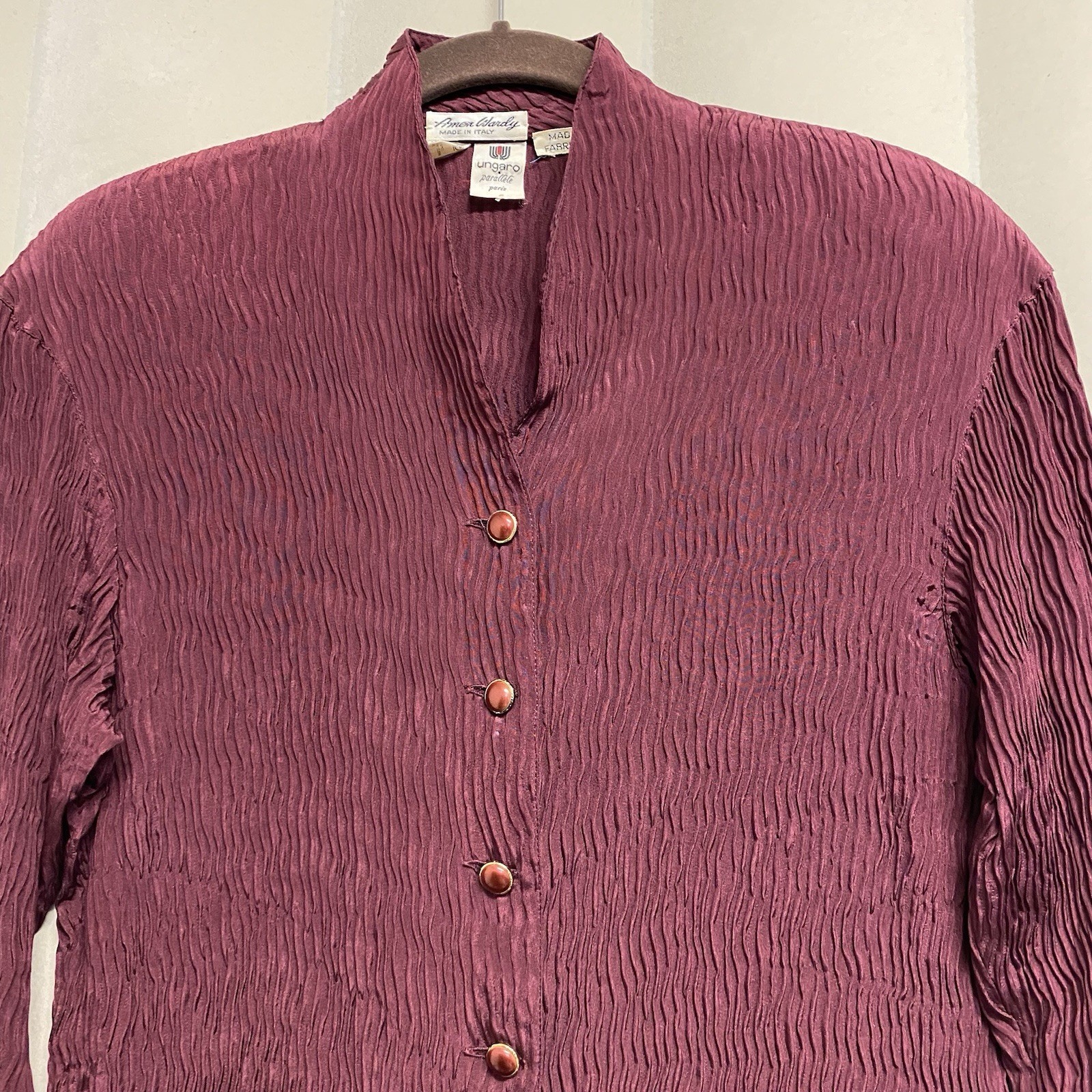 Vintage Amen Wardy Emanuel Ungaro Parallele Women’s Top Crinkle Designer Luxury