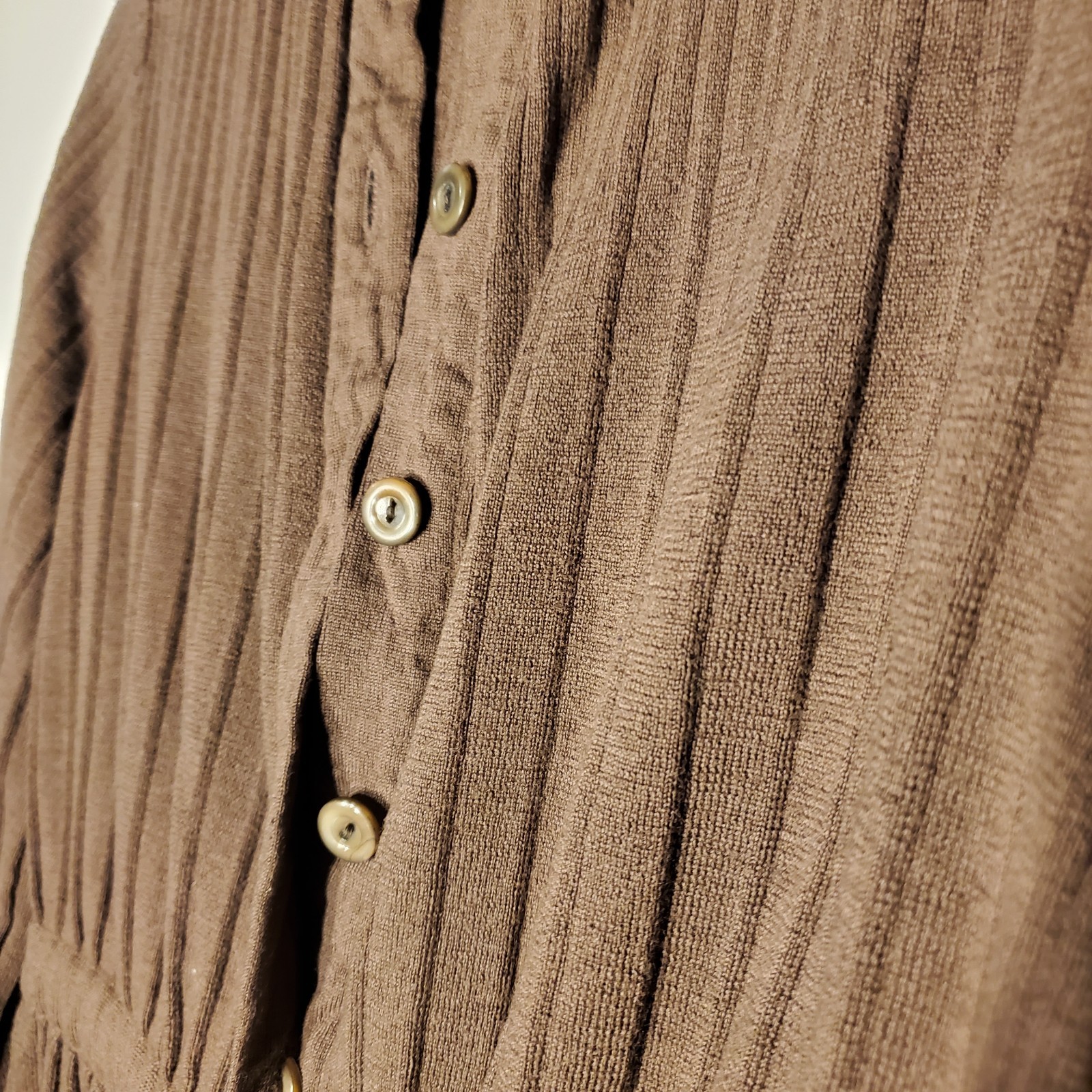 Vtg Casi Brown Button Down Belted Wool Dress Size 16, fits size 8