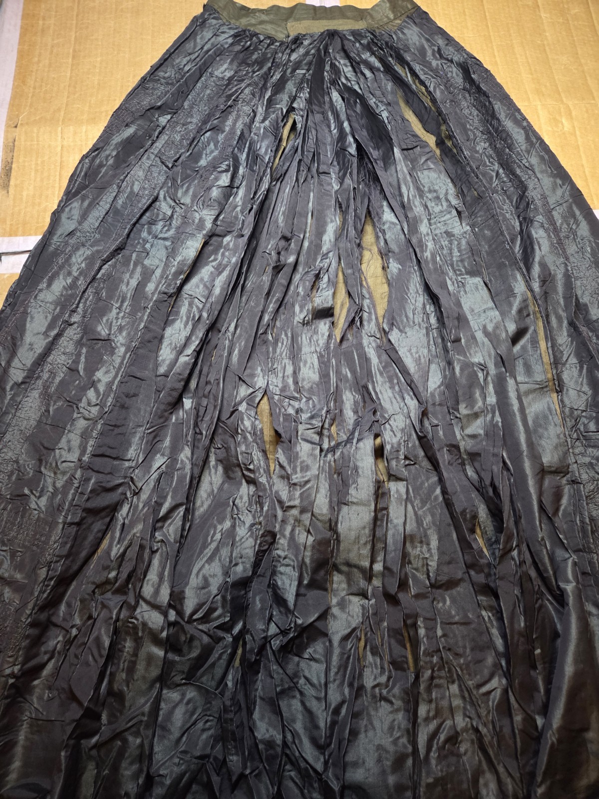 Midnight Blue Victorian Silk/Taffeta w/ Pink Stitch Ruffle Walking Suit SALVAGE