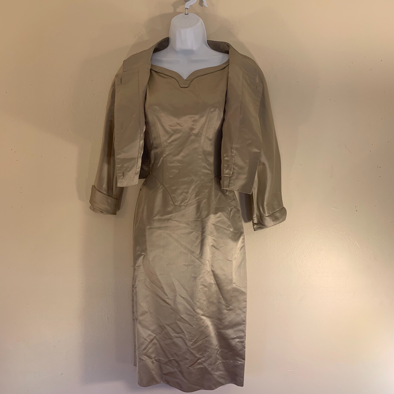 VINTAGE Custom 2 Piece Satin Empress Cocktail Dress Size 12 Colonial HongKong