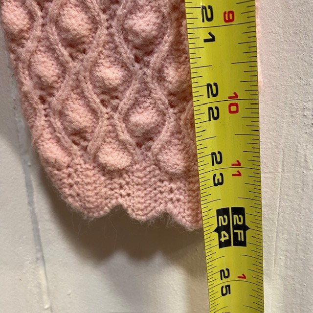 Vintage Handmade Pink Wavy Pineapple Textured Knit Button Cardigan Sweater Large