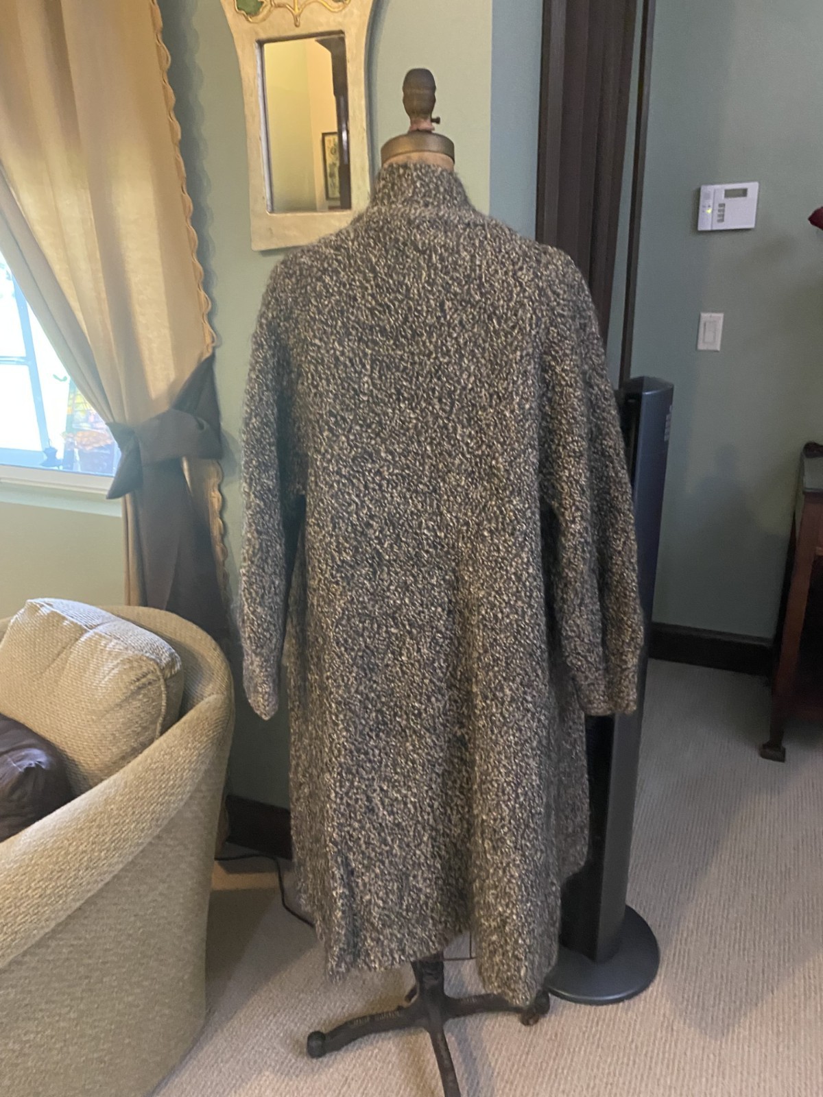 Vintage, Heavy, Hand Made, Knitted Wool Coat 7 Muff Clutch