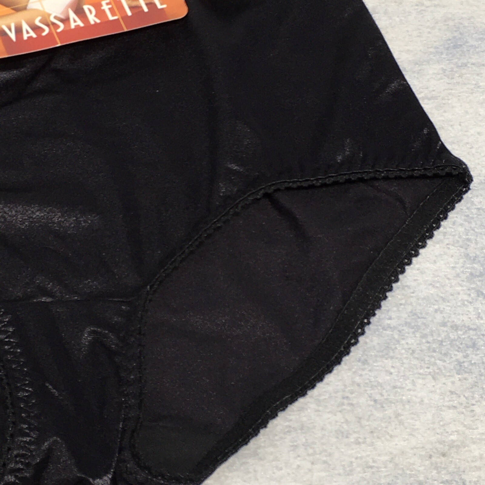 90s NWT DEADSTOCK Vassarette Shapewear Brief Undershapers Black Satin Large Vtg