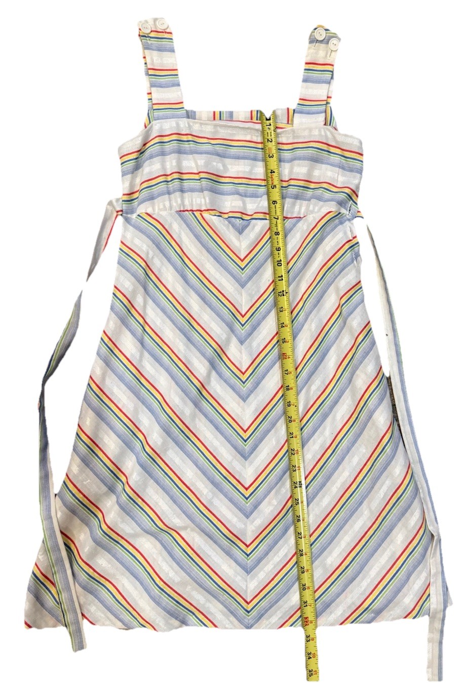 Vintage Montgomery Ward Chevron Striped Rainbow Midi Wide Strap Sundress Size M