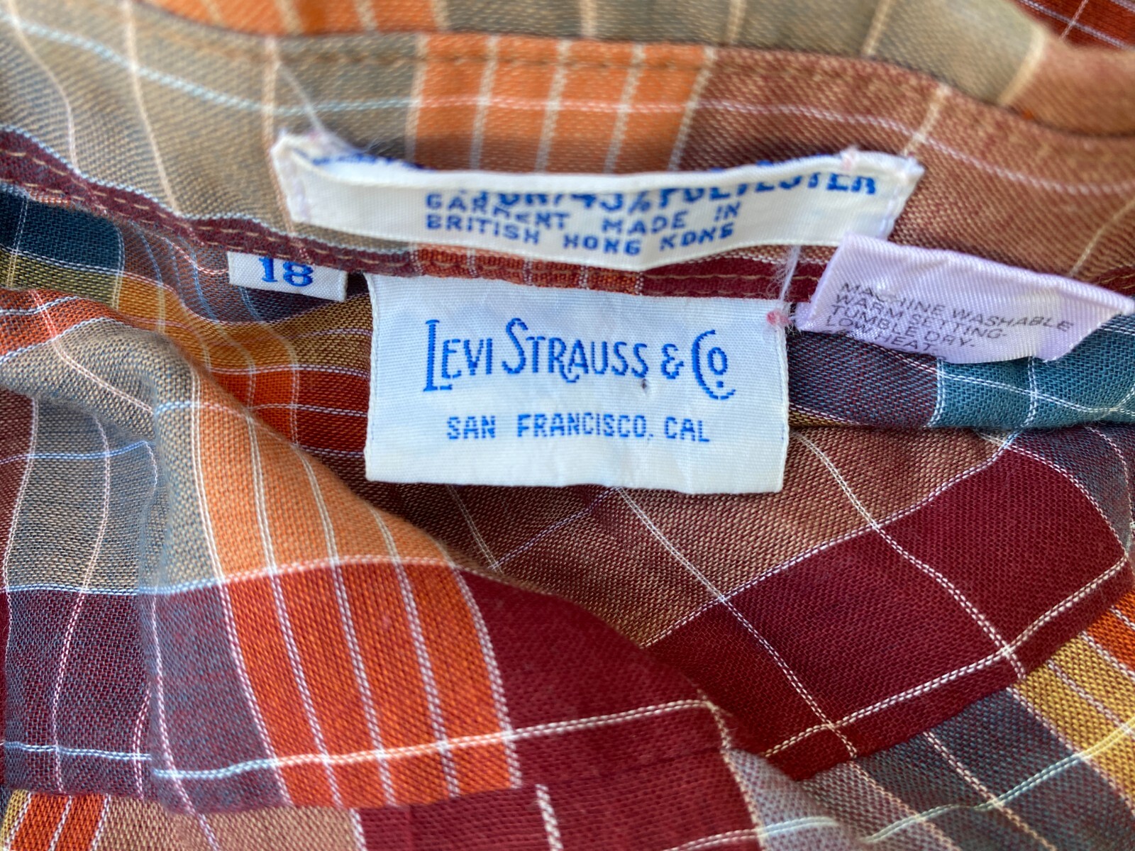 Vintage Levi&rsquo;s Plaid Sheer Long Sleeve Shirt Womens size 18 XL EUC Western