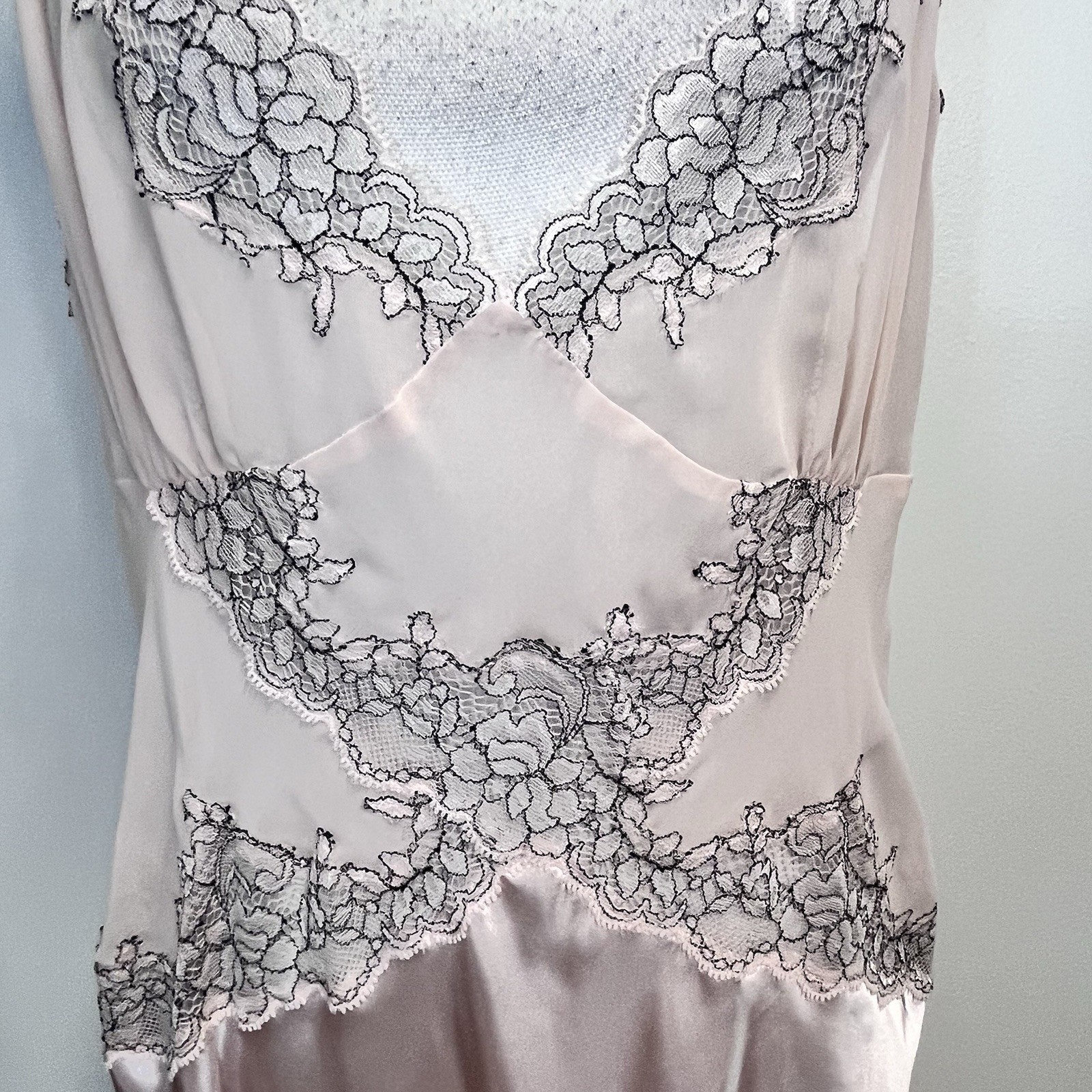 Vintage Cerie Nightgown Lingerie Plus sz 3X Pink Satin Lace Wedding Bridal