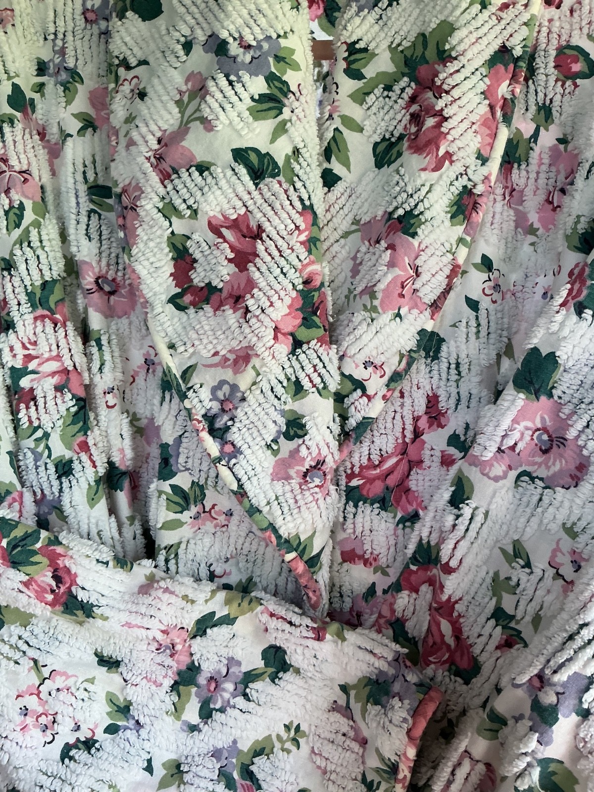 Vintage 60s Stan Herman Herbcraft Chenille Floral Belted Robe Women&rsquo;s Med/Large