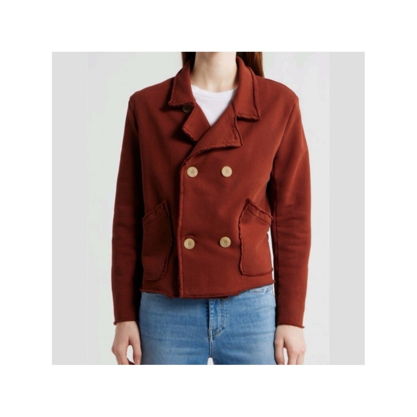 NWT Frank & Eileen Mini Belfast Triple Fleece Peacoat In Redwood Sz XS