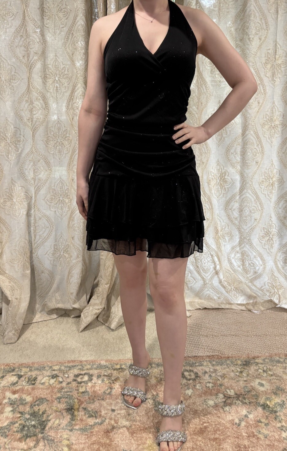 Vintage Black Glitter Cocktail Dress