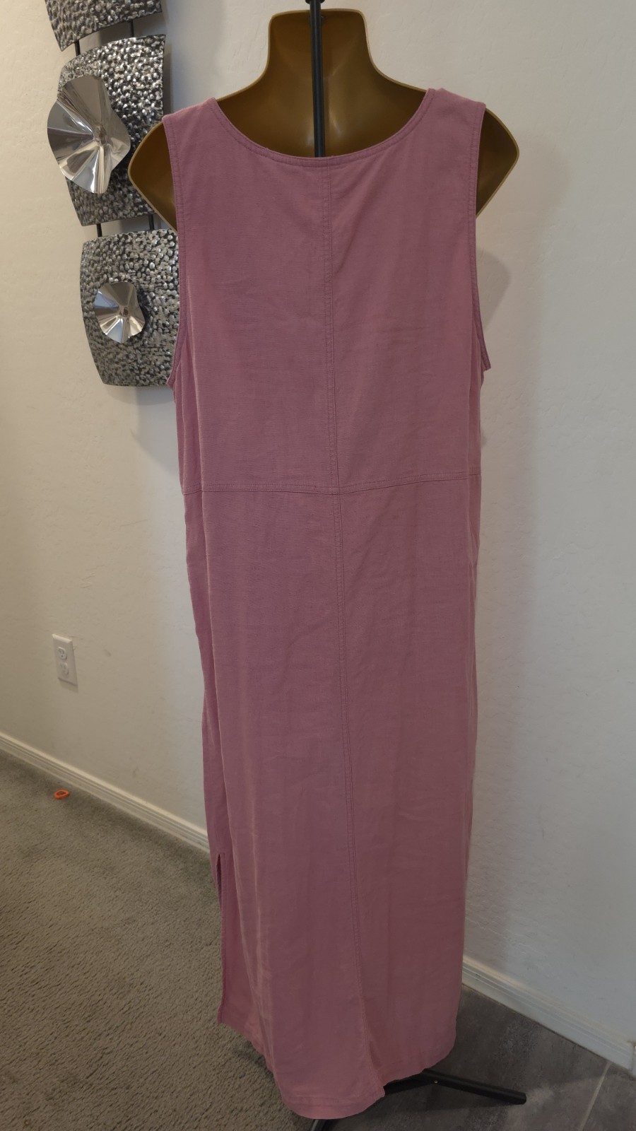Vintage Erika Collection Pink Two-Piece Dress Set Sz L Pockets Embroidered
