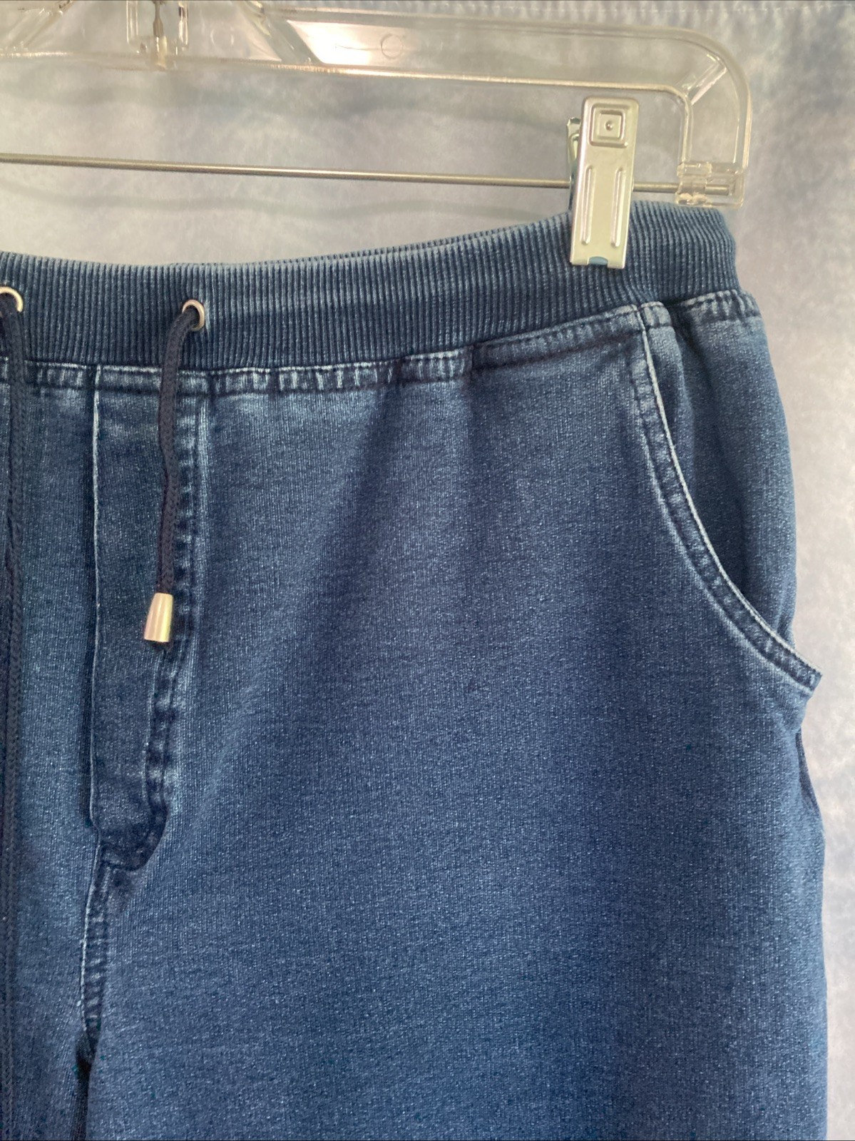 Vtg 90s Y2K Blast Drawstring Denim Pants Petite Medium PM Elastic Waist Comfort
