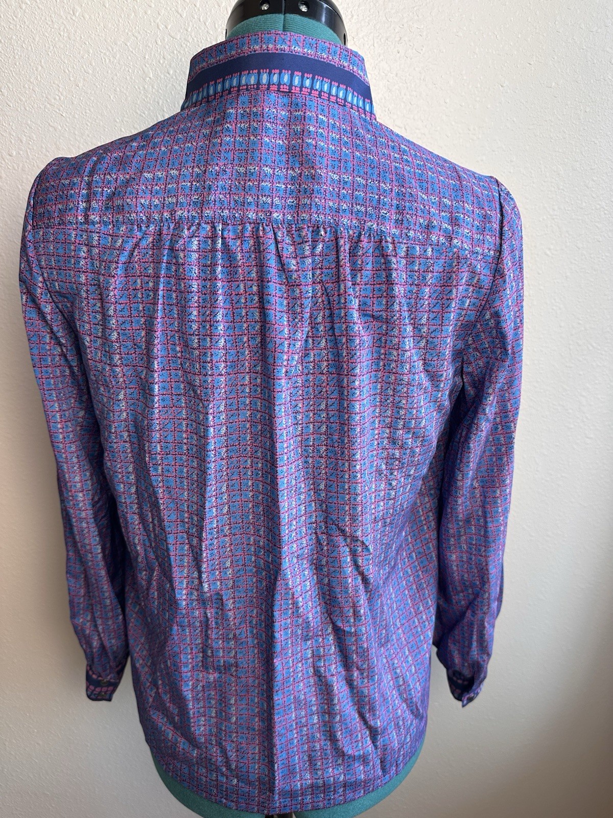 Vintage Callore Japan Geometric Button Up Blouse Mod Retro 70s 80s