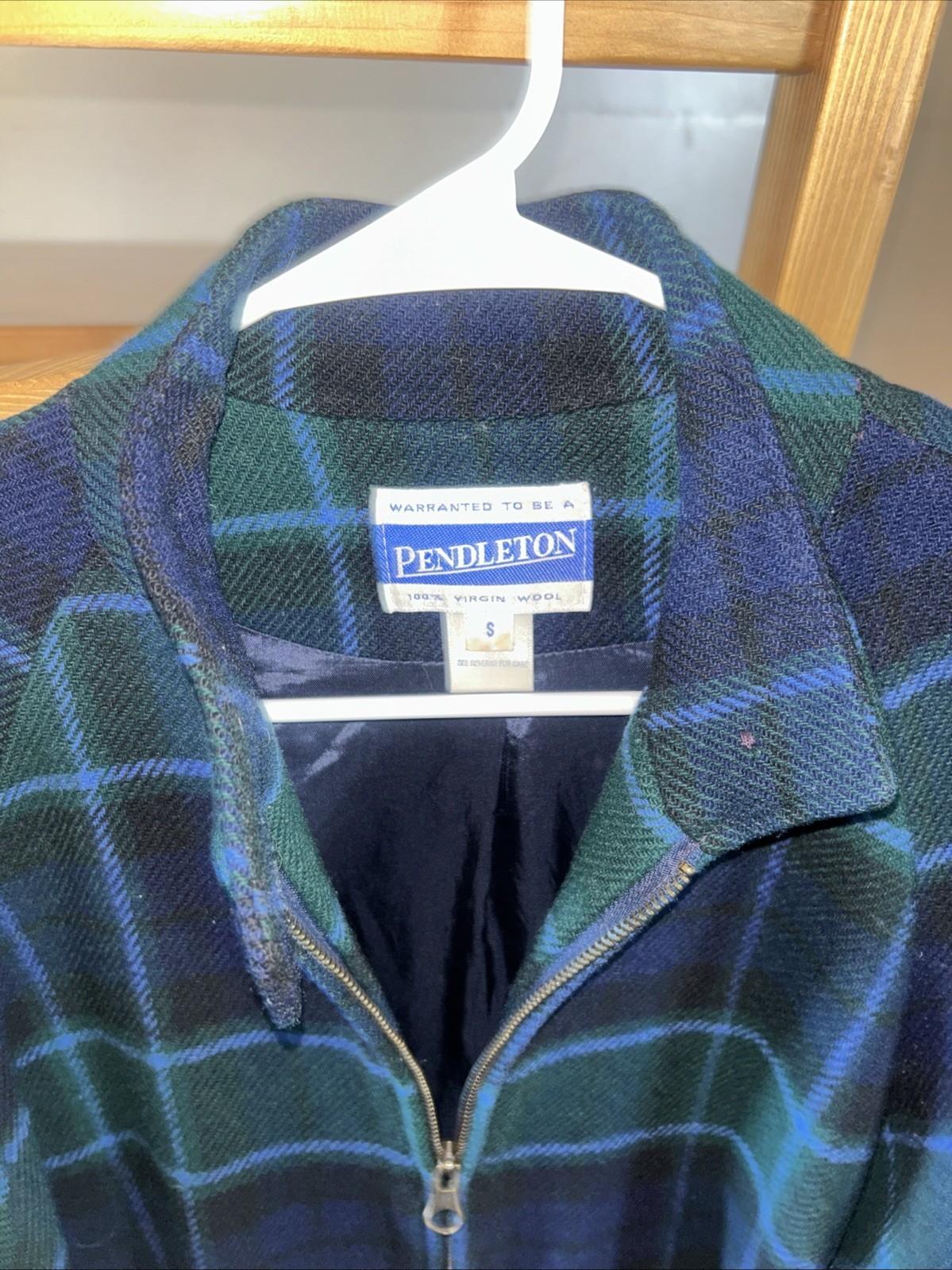 Vintage Pendleton Classic Plaid Women&rsquo;s Small Full Zip Wool Jacket Shoulder Pads