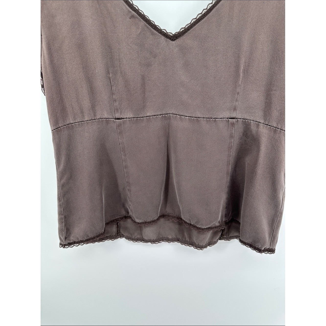 Sigrid Olsen Y2K VTG Fairycore Whimsigoth Brown V-Neck Short Sleeve Blouse Sz10P