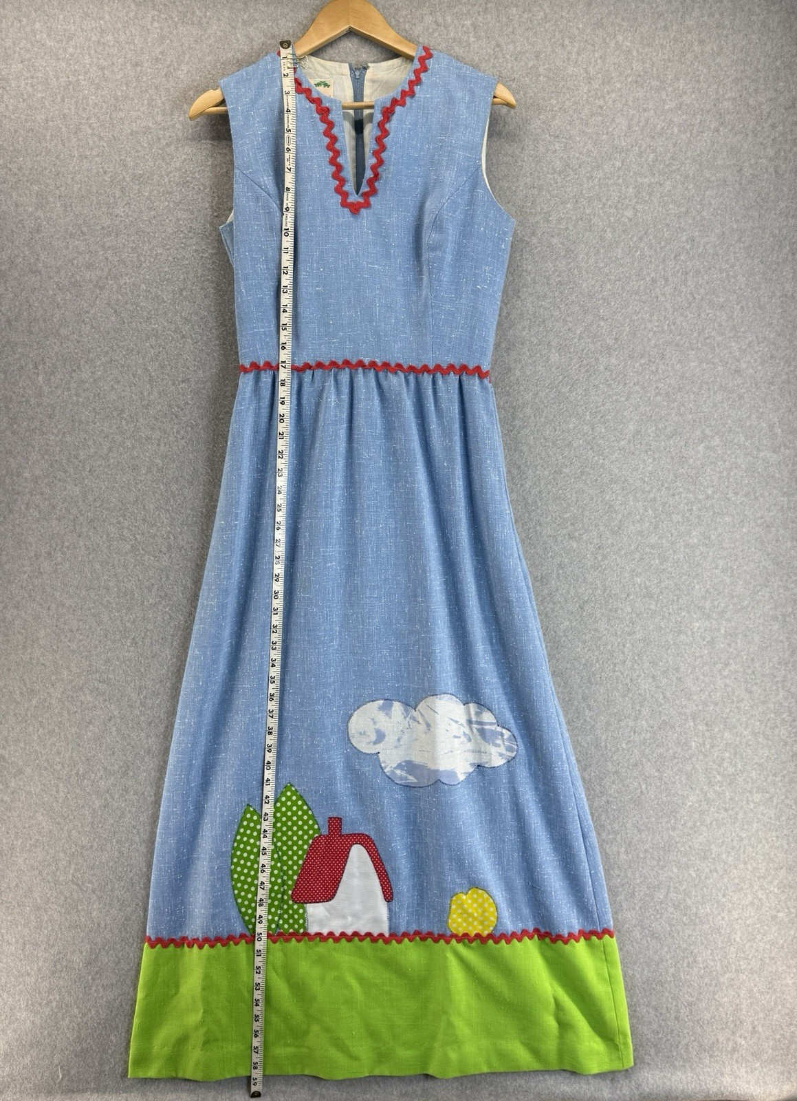 Elfriede Mitch Roberts Applique Maxi Tank Dress Vintage Cottagecore Teacher 16