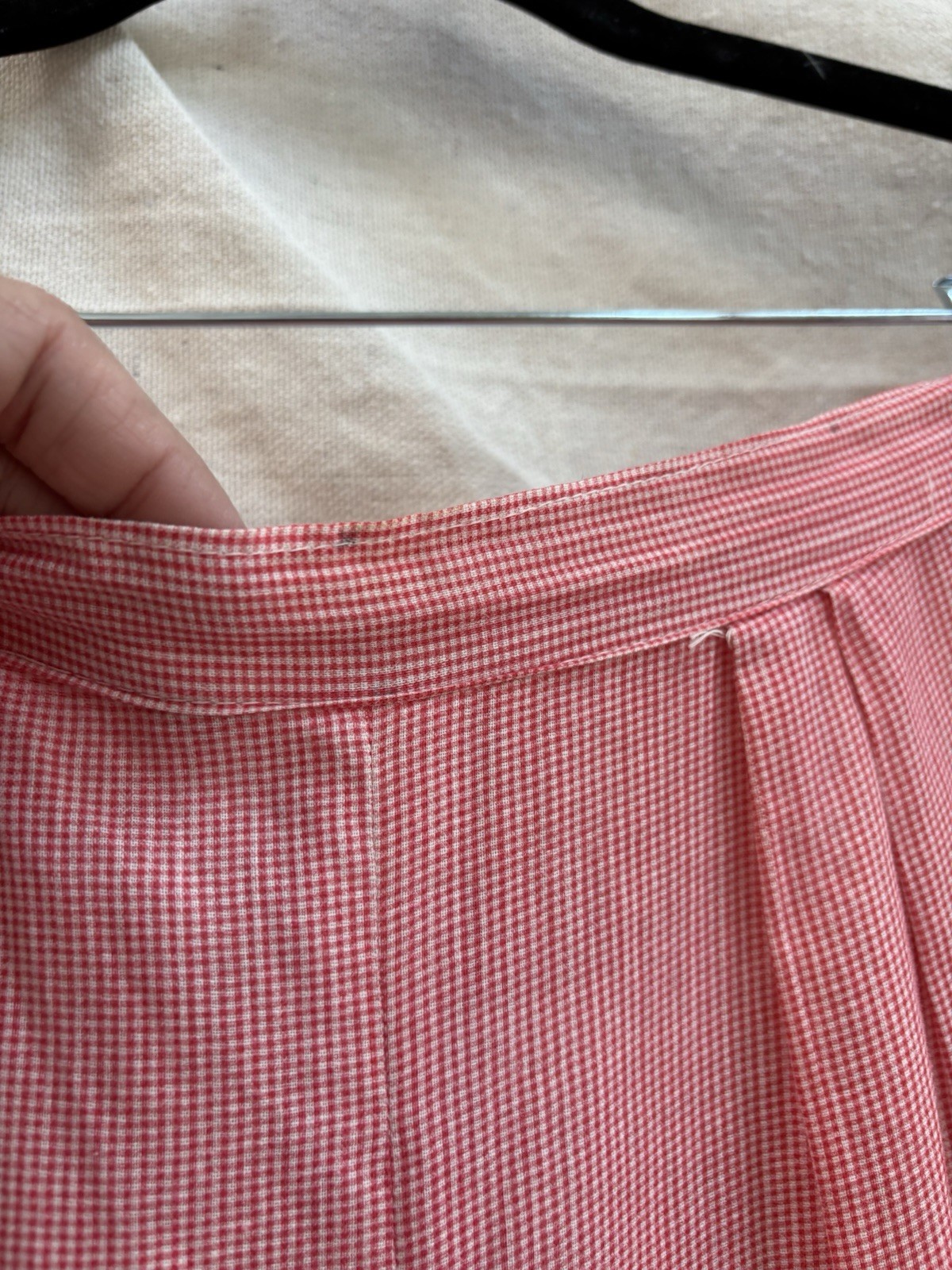 Vintage 1940s Side Button Pants Side Zip Womens Gingham Cotton 1950s