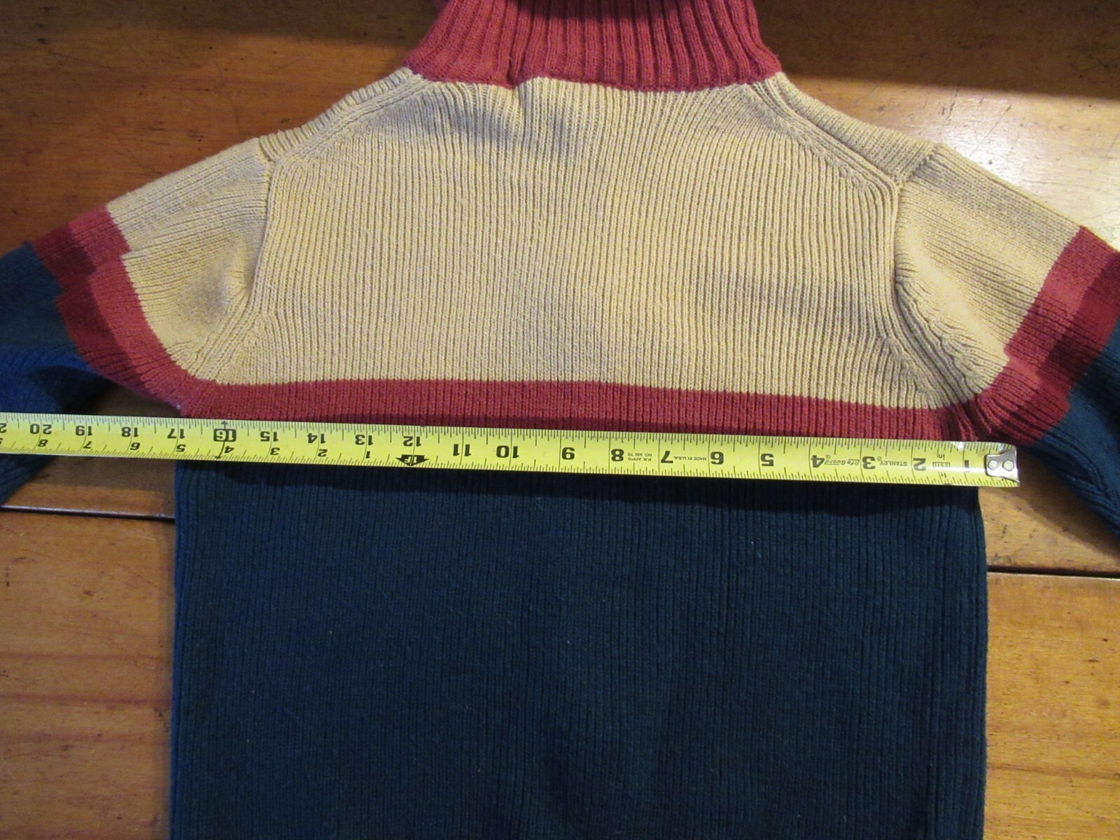 Vintage 1970s zip front collared cardigan stripe dark Teal Rose Maroon Sz M