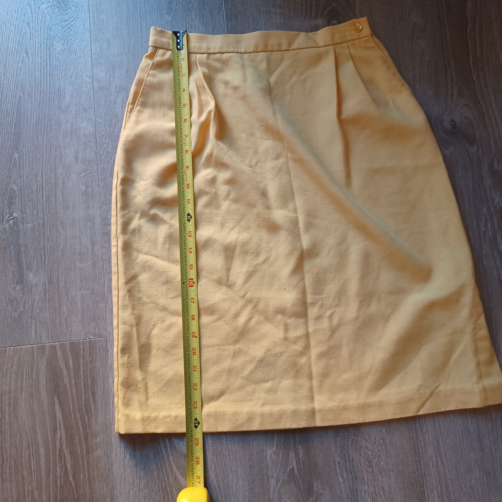 Vtg Joyce Sportswear Yellow Pencil Straight Skirt Pleats Sz 13/14 Made in USA