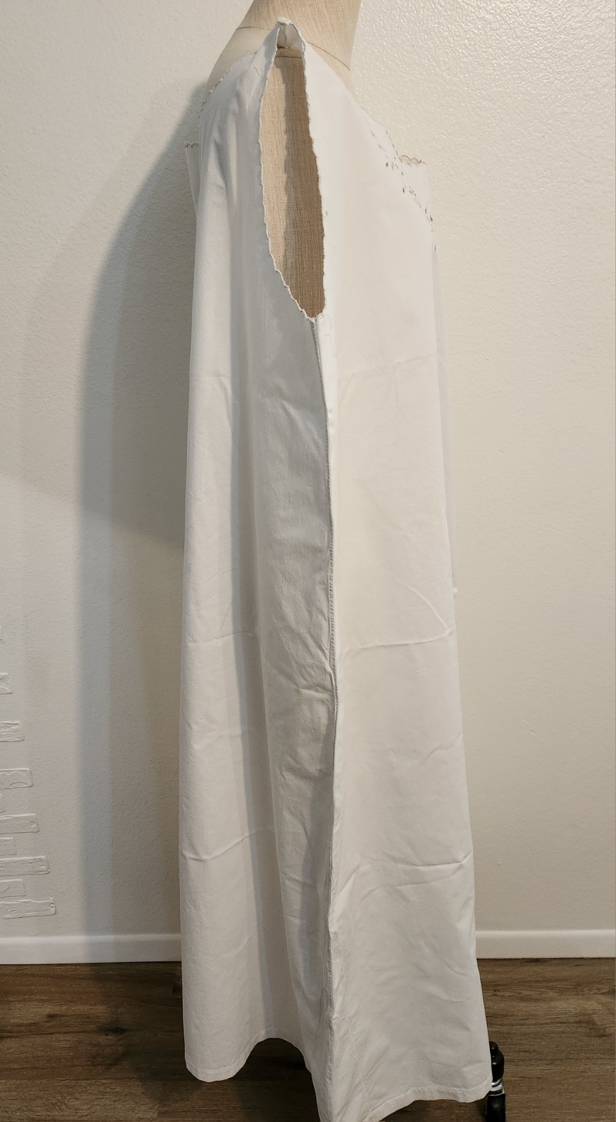 Vintage Cottagecore White Embroidery Sleeveless 3XL Sleep Dress Gown