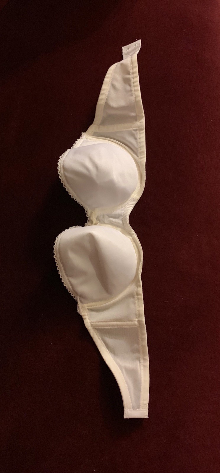 Vintage Strapless Bra White Underwire Seamless Nylon Lycra Spandex 1970s NEW 36C