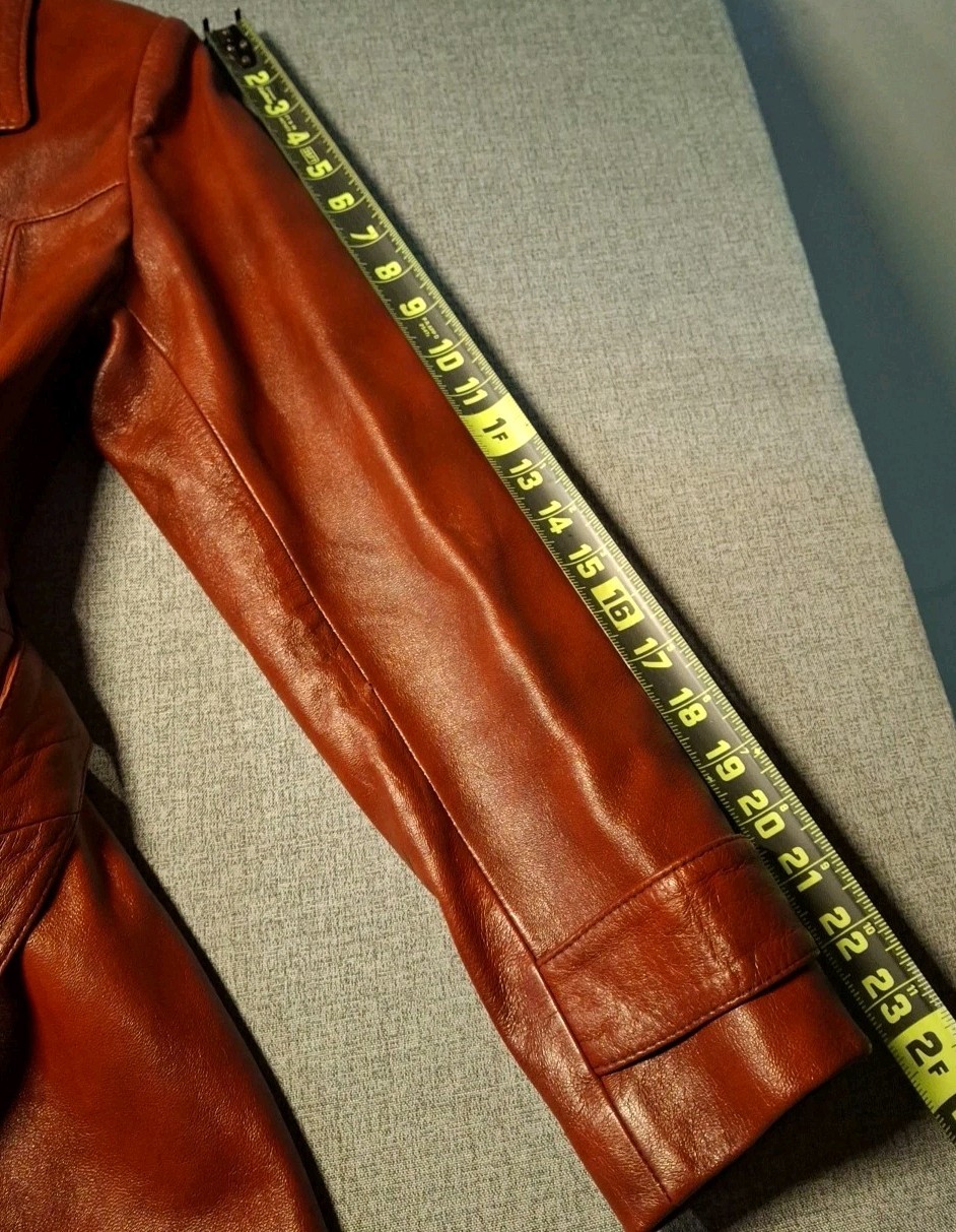 Vintage Ami Leather Ltd Fitted Lined Women&rsquo;s Flared Trench Coat BURGUNDY Sz 10