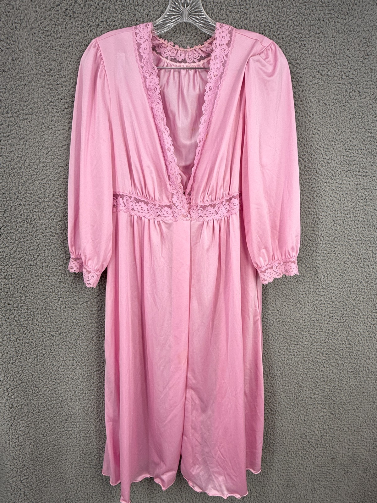 Vintage Shadowline Sz Medium Vintage Nylon Nightgown Lace Accent Stretch V-Neck