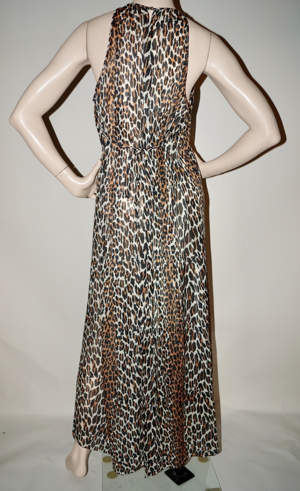 Vintage 70s Leopard Print Nylon Slip Dress 1970s Vanity Fair Lingerie Gown Large