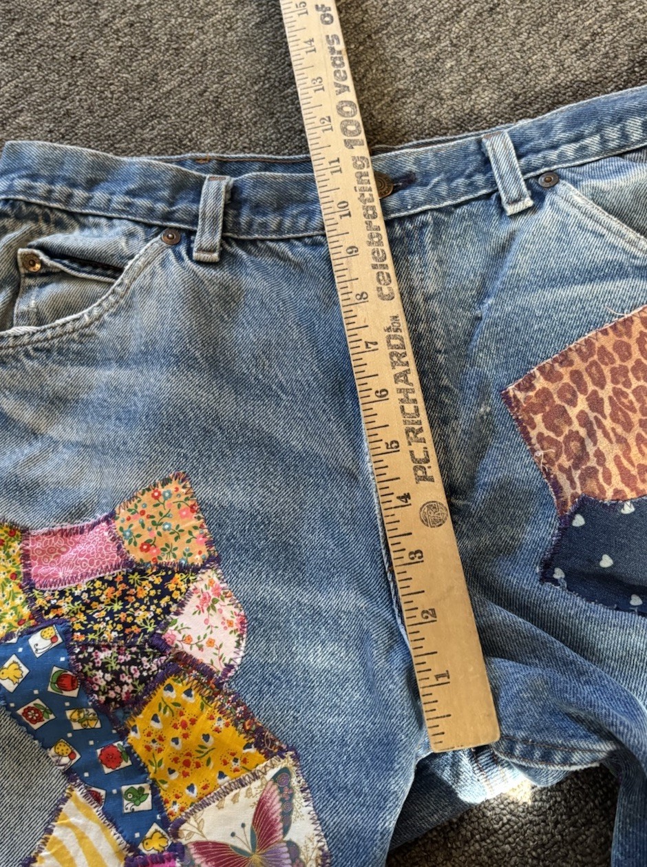 Vintage Sears Roebucks Patchwork Jeans No Size Tag Waist 28