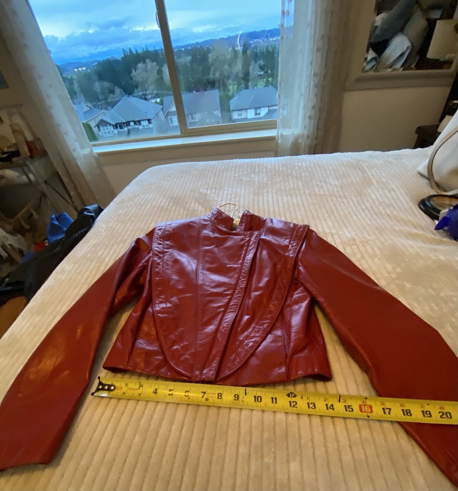 Vintage Wilson’s Bold Red Leather Cropped Biker Moto 80s Jacket Asymmetrical