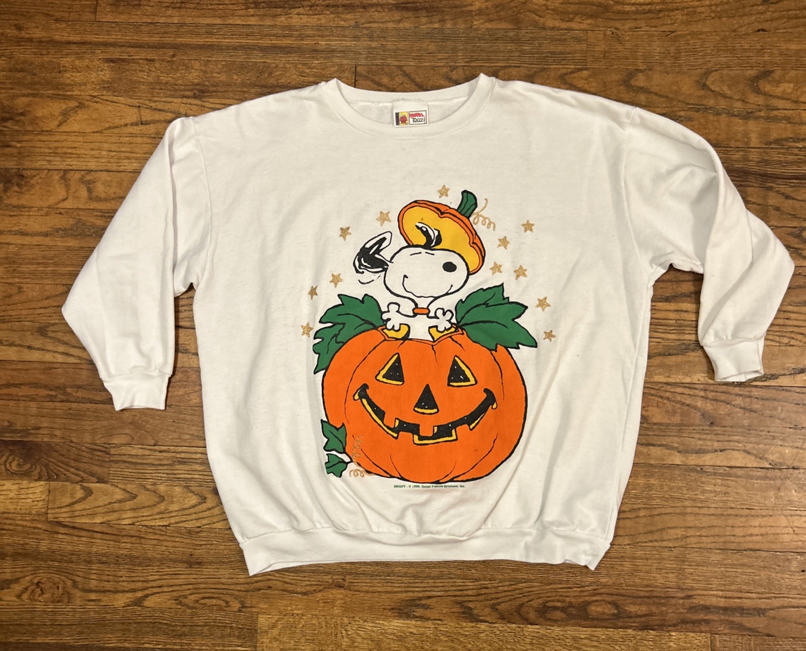 Peanuts Halloween Crewneck Vintage Sweater 90s Snoopy Great Pumpkin XXL