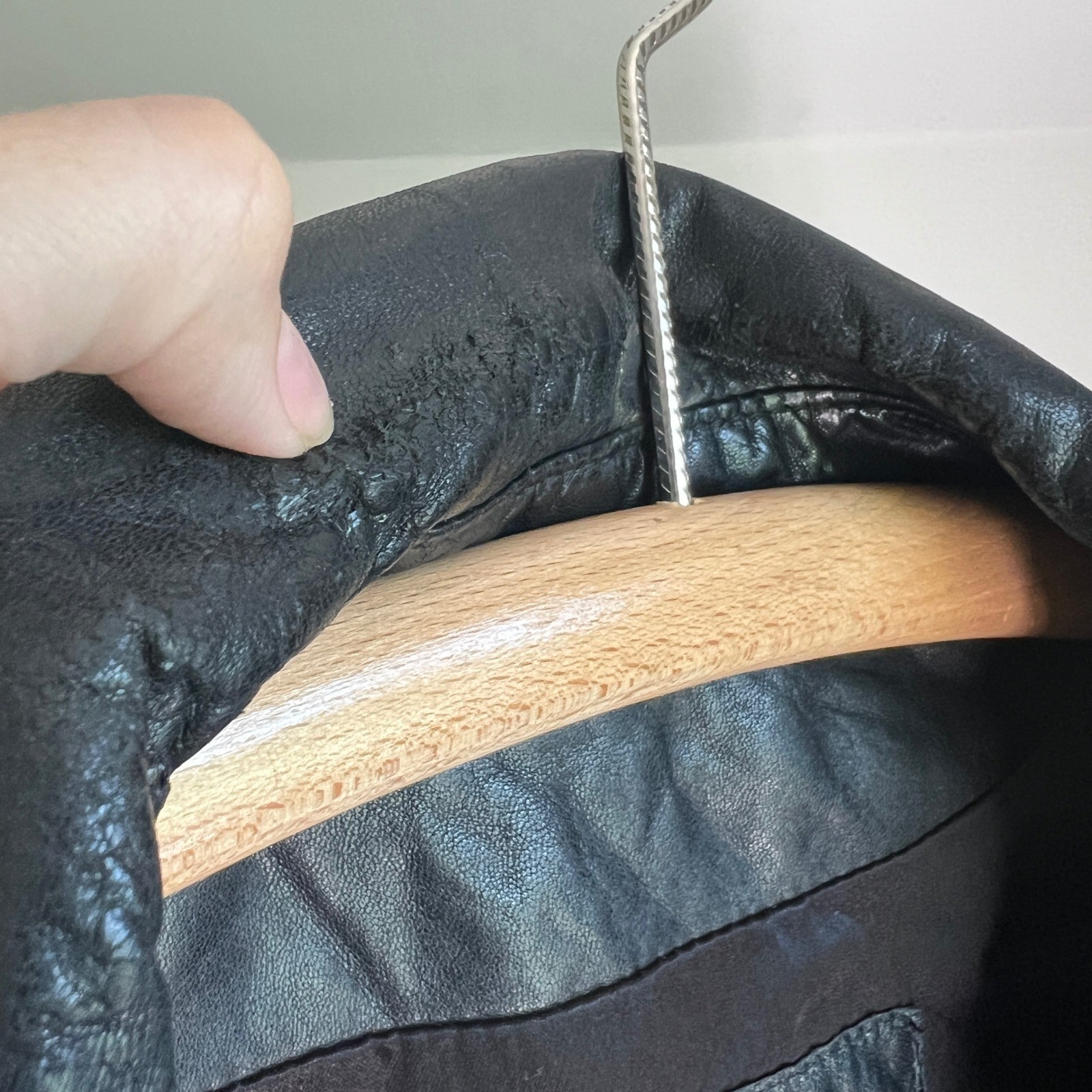 Vintage 80s Leather Jacket Black Biker Moto Dolman Sleeve Batwing Oversized USA