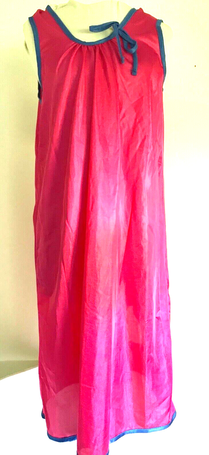Vintage Plus Pink Teal Camisole Nightdress Gown Chemise Sleep Size XL FLAW Linge