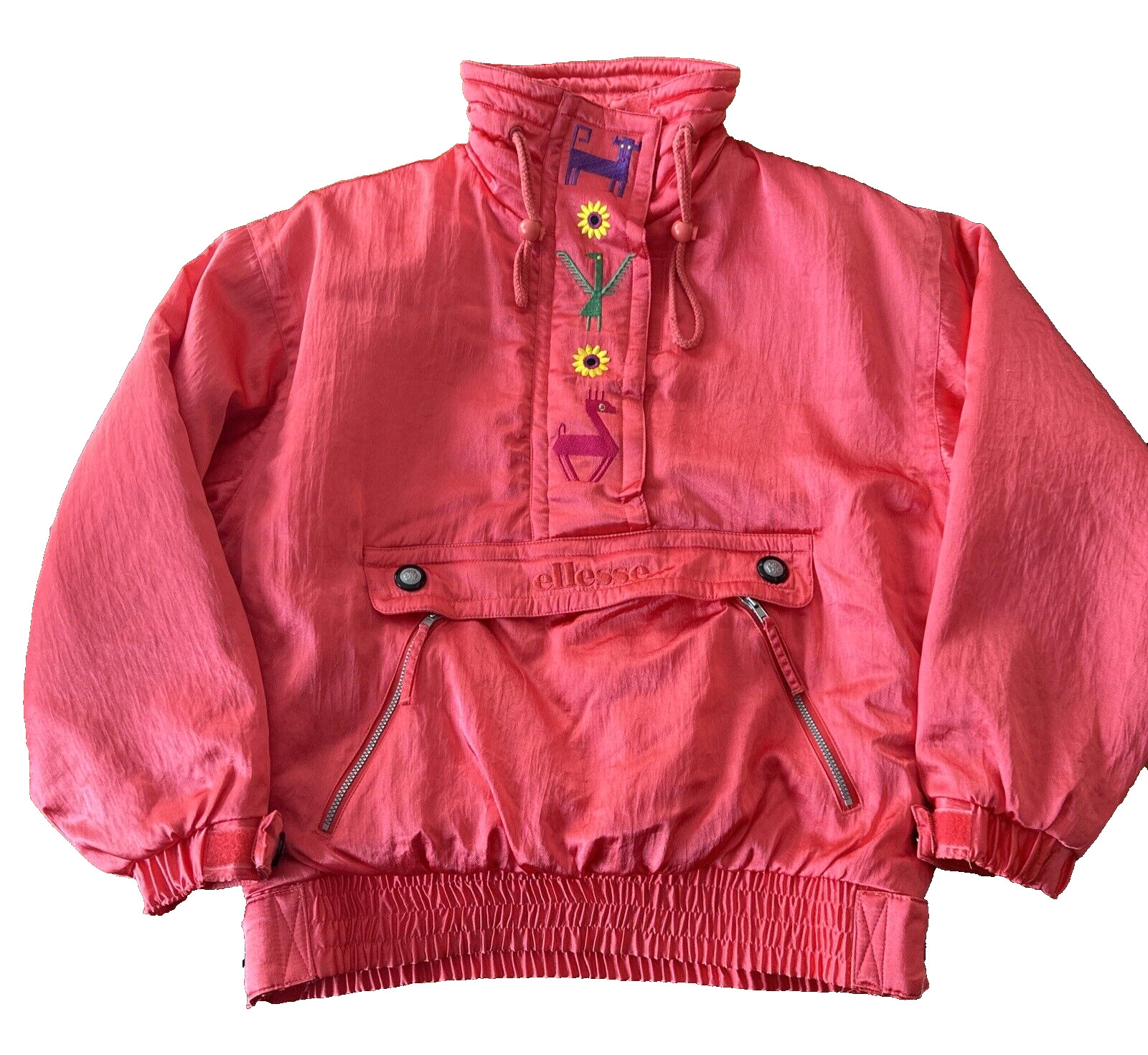 Vintage Ellesse Pullover Ski Jacket Petite Aztec Embroidered Thinsulate 90&rsquo;s