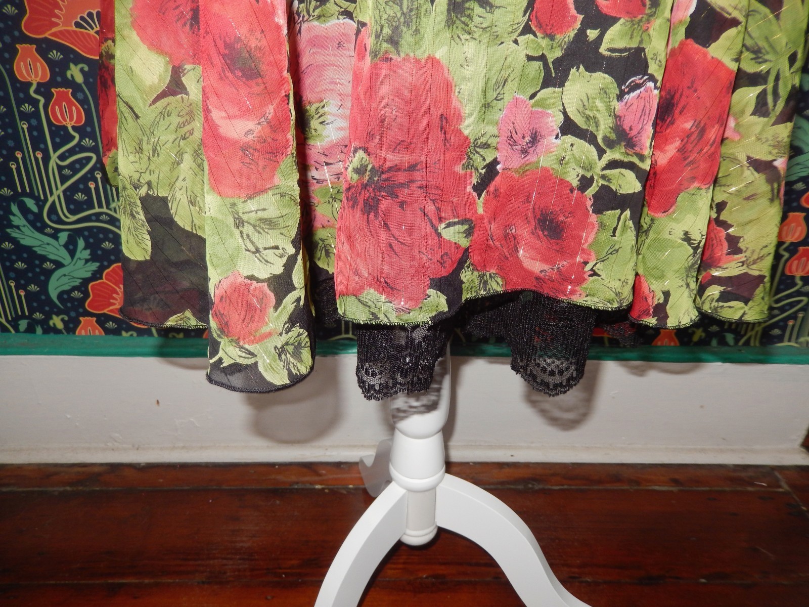 Vintage Y2k Strapless Ruched Rose Print Fit Flare Whimsigoth Party Dress