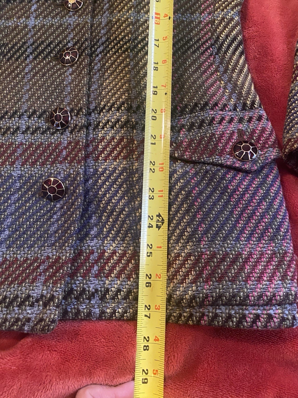 Vintage Emanuel Ungaro Paris Paralleled tweed plaid blazer jacket Sz 12 M Y2k