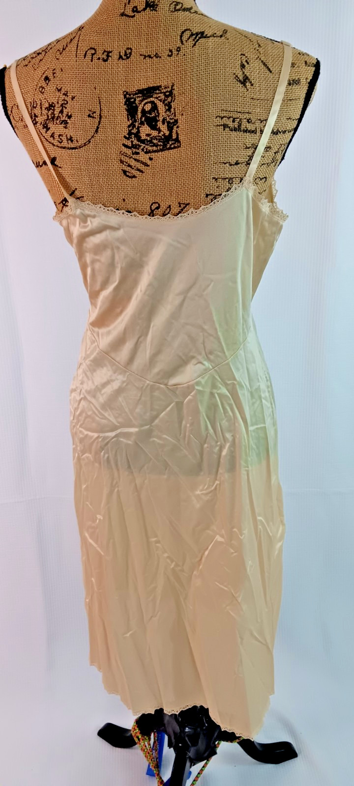 Women Spaghetti Strap Acetate beige underdress full slip lace Lingerie XS – Sm