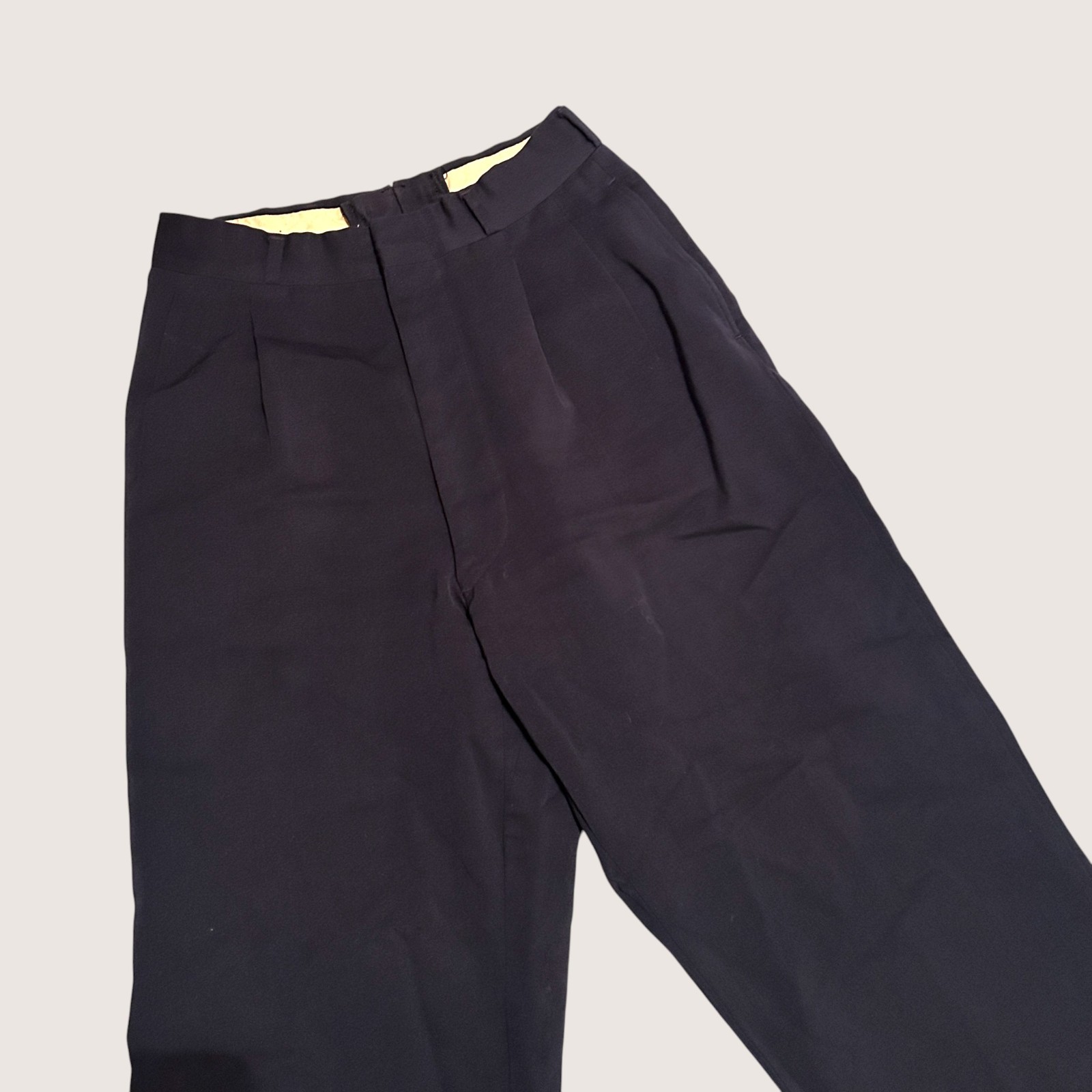Vintage Navy High Waisted Pleated Wool Dress Pants 25X30