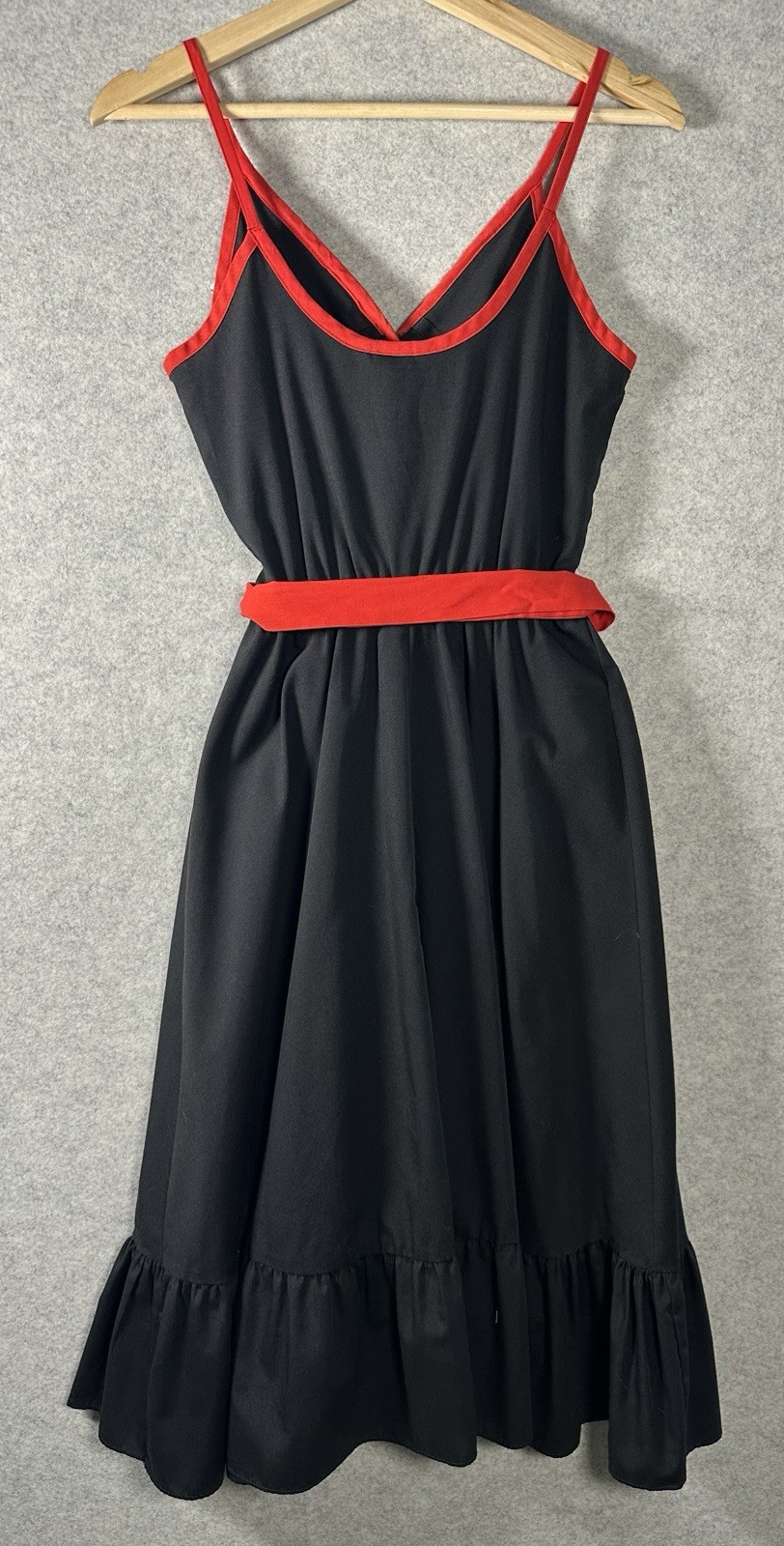 JCPenney Vintage 1983 Catalog Ruffle Sun Dress 80’s Black Sleeveless XS S 0 2 4