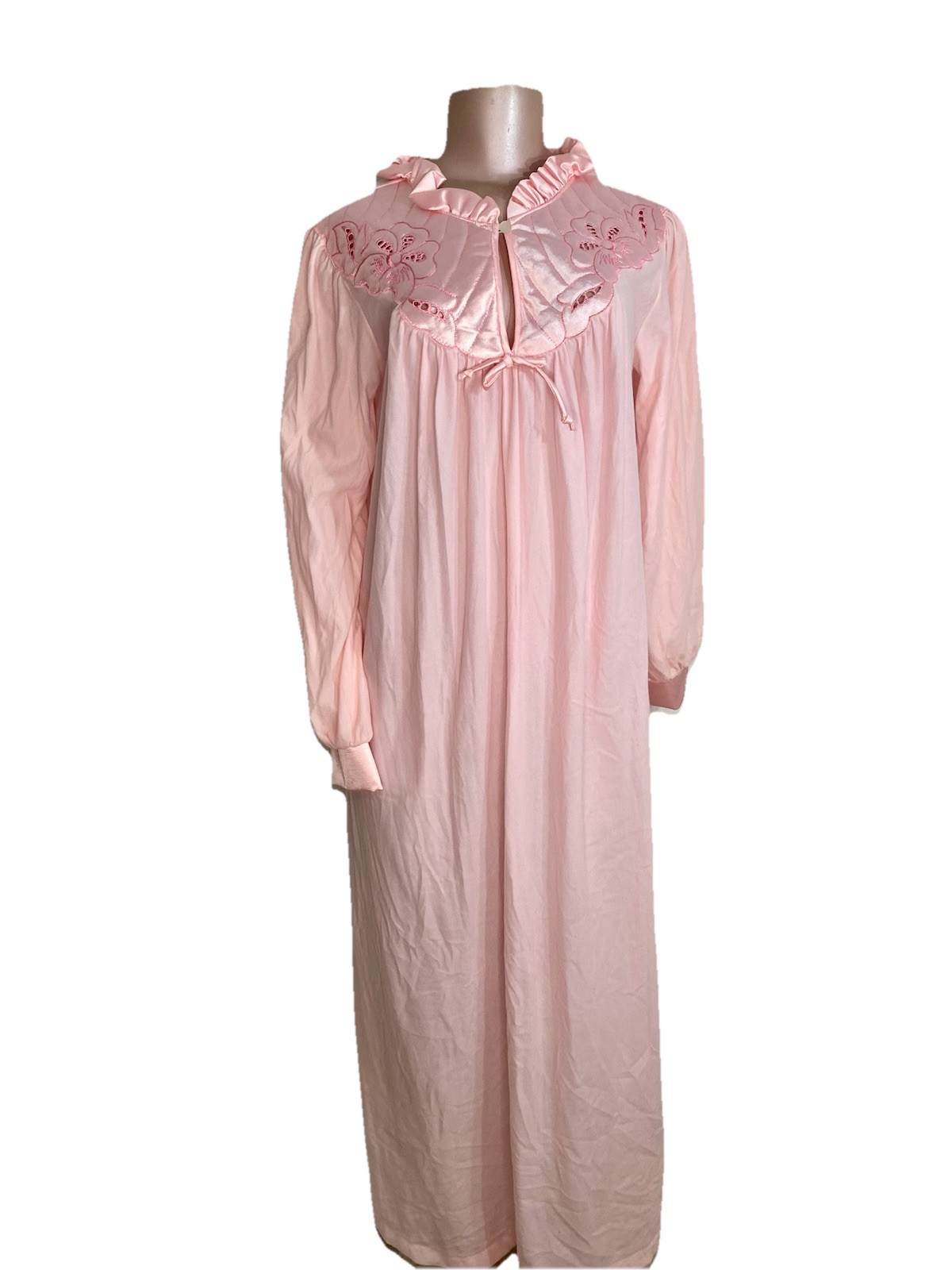 New Vintage 70’s Pinehurst Pink Granny Prairie Nightgown Long Sleeve Winter Smal