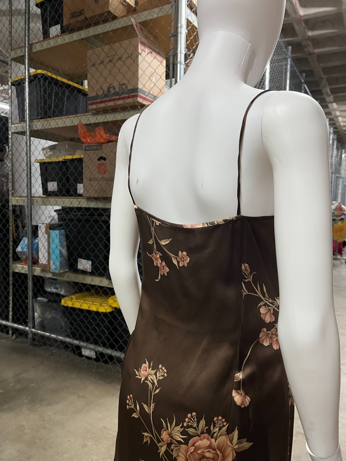 Vintage 1990&rsquo;s Chocolate Brown Floral Print Silk Slip Dress by Emanuel Ungaro