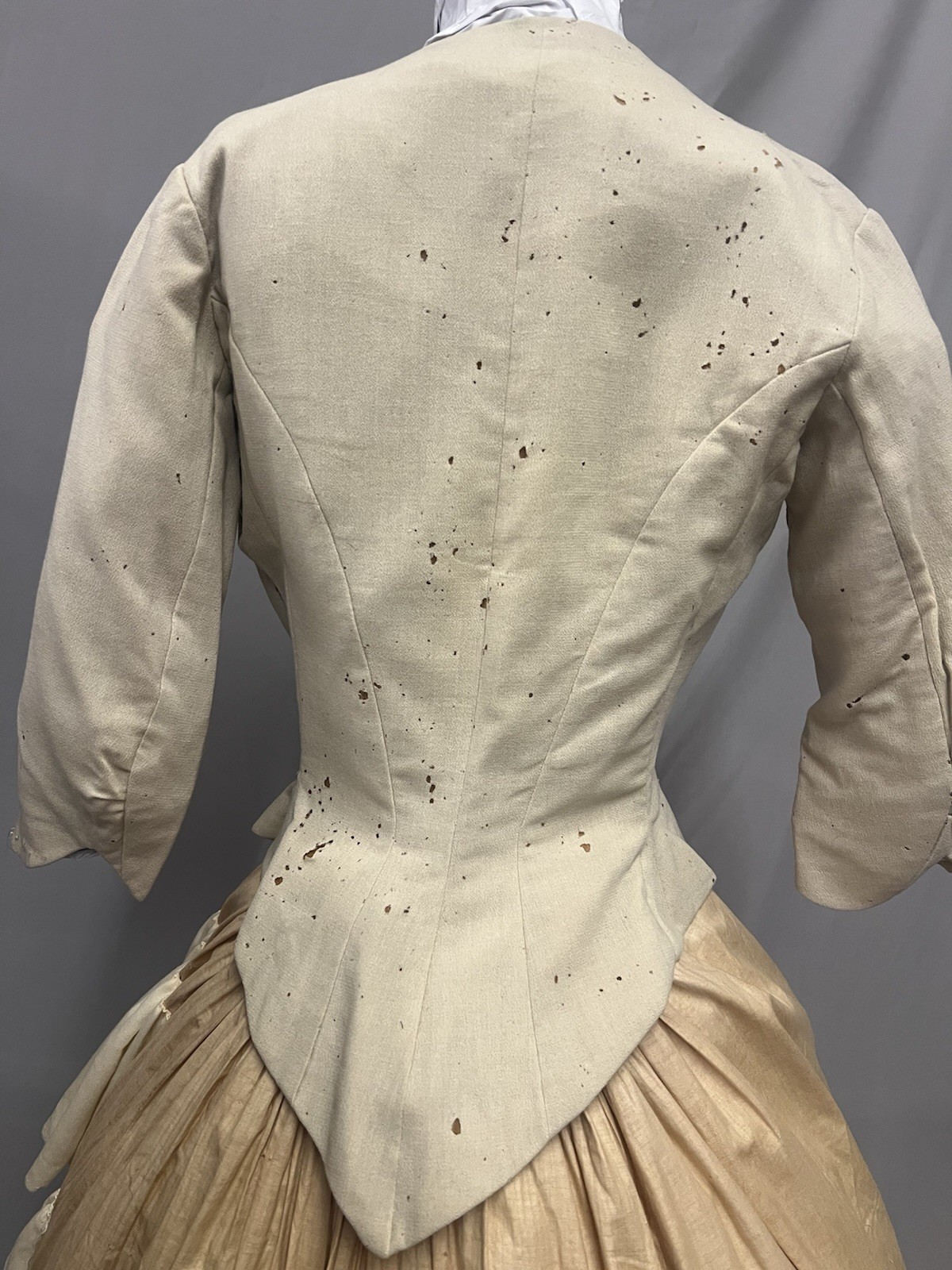 1870’s Two Pc Ivory Wool Bustle Gown