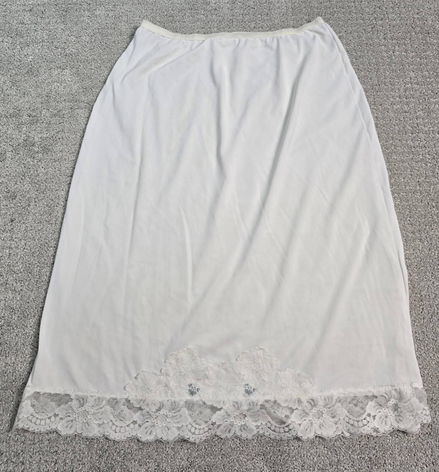 Vintage Shadow Line Lace Slip Medium Tall Ivory Rose Sexy Classic Comfort READ
